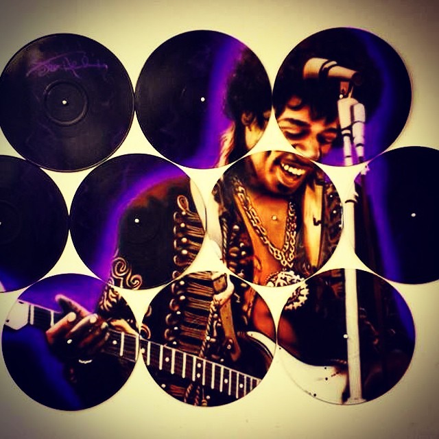 Custom Painting of Jimi Hendrix on Vynal LP's